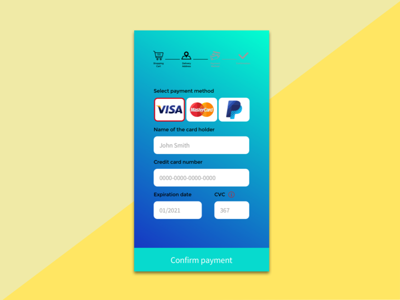 #002 Credit Card Checkout by Eva Jobard on Dribbble