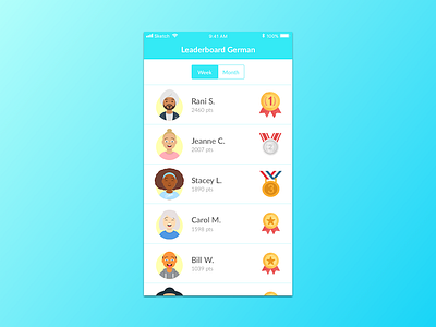 #019 Leaderboard 019 avatar challenge dailyui dailyuichallenge gamification illustration language leaderboard reward uidesign uxdesign