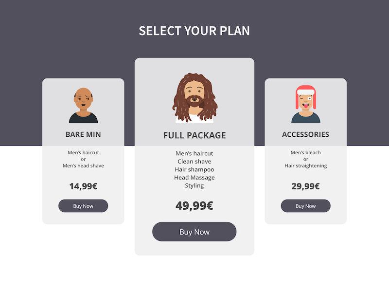 #030 Pricing dailyuichallenge grooming hairdresser pricing uxdesign uidesign 030 challenge dailyui