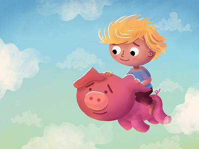 little pig adventure - simi and piggy illustration