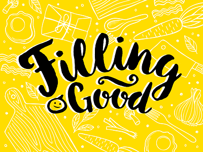 Filling Good Brand banner brand business card food illustration letterpress logo restaurant shirt tote