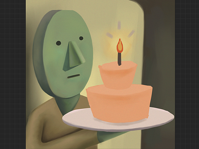 Here’s Cake cake candle illustration painting procreate warm