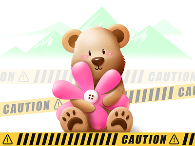 Bear & Flower 2d illustration animals bear caution character design cute flat fun illustration lovely vector