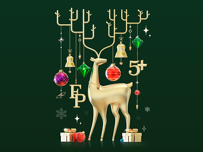 Christmas Deer 3d 3d art animation c4d illustration art merry xmas new year
