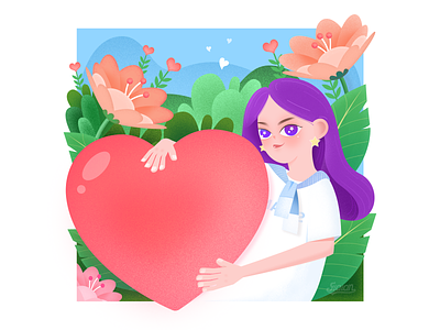Girly illustration #LOVE 2021 2d art 520 design girl heart icon illustration line love lovely works