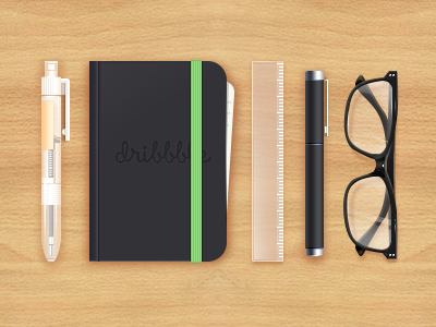 Designer Desktop design desktop glasses pen ruler sketchbook