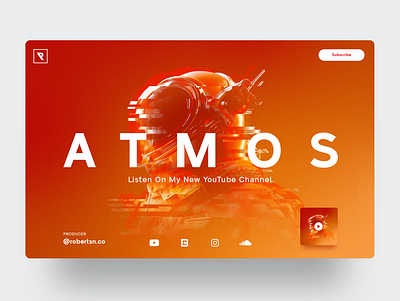 Atmos album cover hero image landingpage music ui ux webdesign