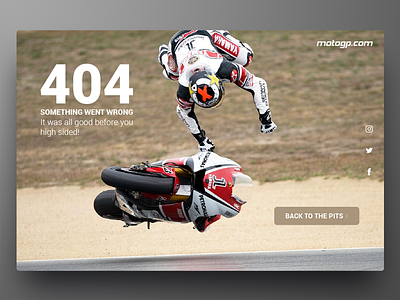 MotoGP 404 Page 404 clean design errorpage interaction interface landing ui ux web website