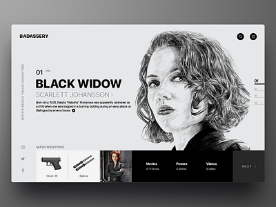 Badassery clean design interface landing marvel page ui ux web website