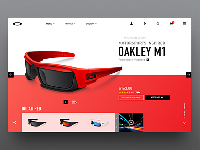 Oakley M1 Product Page concept design header motorsports oakley product sunglasses ui ux web