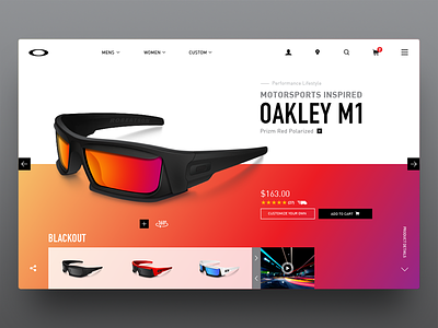 Oakley M1 Product Page concept design oakley product sunglasses ui web ux webdesign motorsports