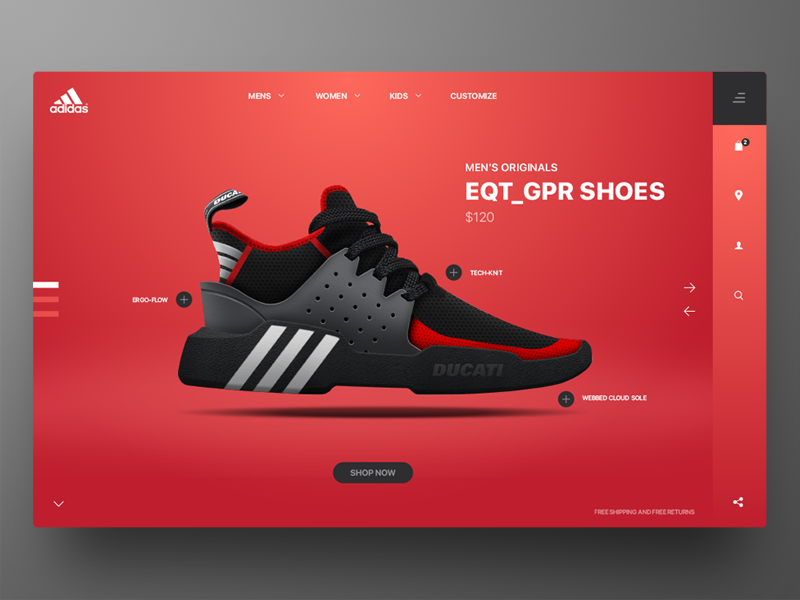 Adidas EQT GPR Product Page by Rob Robertson on Dribbble