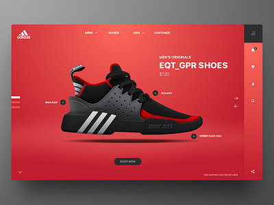 Adidas EQT GPR Product Page adidas concept header productdesign red sneaker ui ux webdesign website