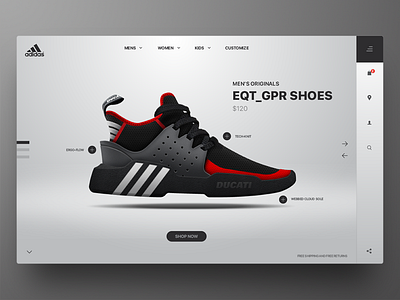 Adidas EQT GPR Product Page 2 adidas concept design ducati eqt header productdesign sneaker ui ux web