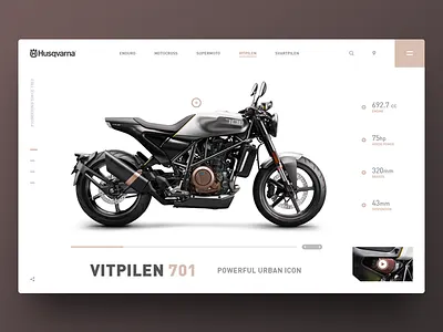 Husqvarna caferacer concept header husqvarna motorcyle ui ux webdesign