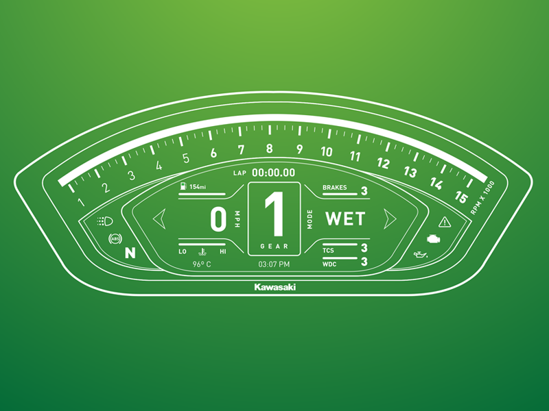 Kawasaki ZX10R Dashboard UI by Rob Robertson on Dribbble