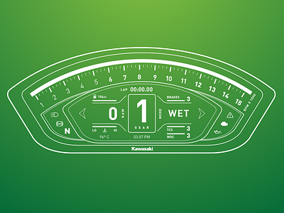 Kawasaki ZX10R Dashboard UI concept dashboad gauges kawasaki motorcyle productdesign ui ux zx10r