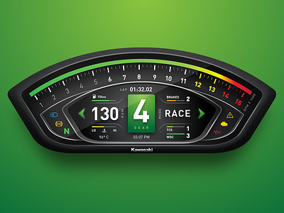 Kawasaki ZX10R Dashboard UI concept dasboard gauges kawasaki motorcyle productdesign ui ux zx10r