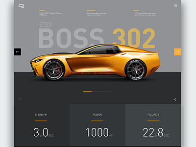 2020 Boss 302 boss302 cardesign concept ford mustang illustration ui webdesign website