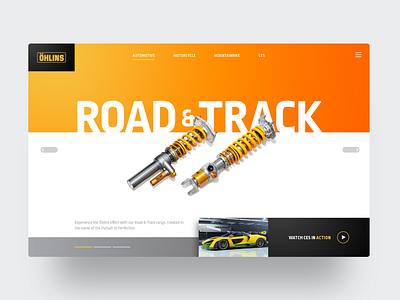 Ohlins Racing car concept header motorsports ohlins racing suspension ui ux webdesign website