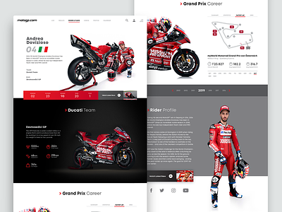 MotoGP Rider Profile Page concept dovizioso ducati landingpage motogp motorsports profile page ui webdesign