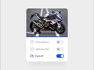 Sport Bike Card adobexd autoanimate bmw card ducati kawasaki motorsports motortcycle productdesign sportbike ui ux webdesign