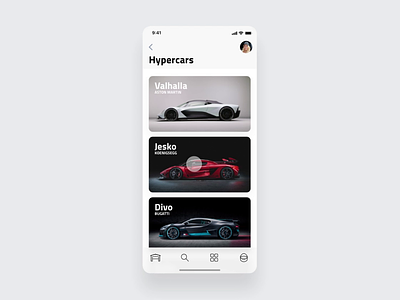 Hypercar App adobexd app appdesign aston martin autoanimate bugatti car hypercar lotus motorsports product design supercar ui ux