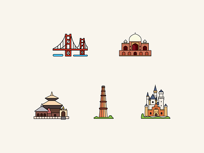 Minimal Illustrations bridge golden gate bridge humanyun humayun tomb illustration india london bridge minimal minimal illustration monument neuschwanstein neuschwanstein castle pashupatinath temple qutab minar qutub minar temple