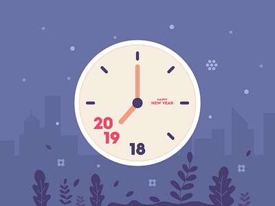 2019 - New Year 2019 celebration clock creative design happy happynewyear illustration january new year snow watch year