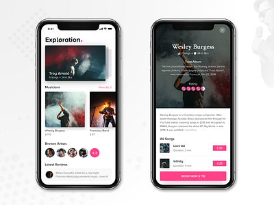 Music Application app booking clean debut design explore flat icon interaction lettering logo music music app music art online responsive typography ui ux vector