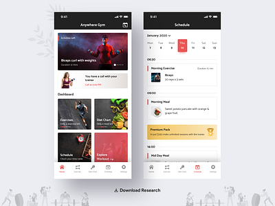 Anytime Gym [UX Research] activity analytics body calender diet exercise fitness freebie gym gym app health payment plant product research schedule sports statistics time ux