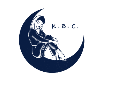 KBC Girl on the moon logo branding design drawing hand lettering illustration lettering nyc procreate tattoo typography