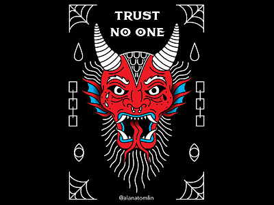 Trust No One alana tomlin alanatomlin chains devil merch tattoo traditional tattoo web