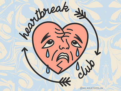 Heartbreak Club adobe illustrator alana tomlin alanatomlin broken heart crying crying heart heart heartbreak love tattoo traditional tattoo vector