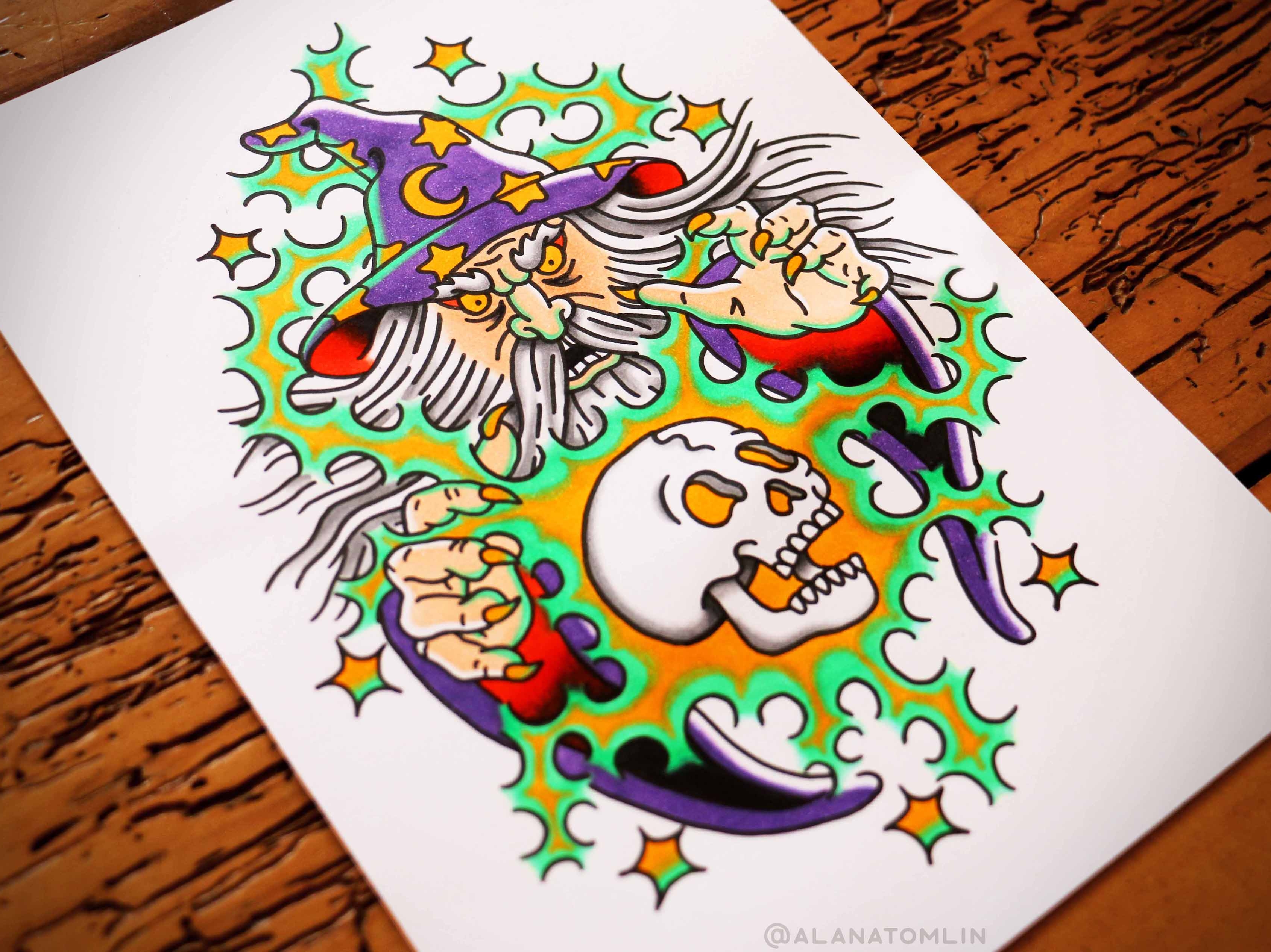 Traditional Mystic Wizard Tattoo Design Sticker for Sale by FOREVER TRUE  TATTOO  Redbubble