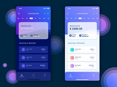 Elegant Financial App app application beautiful bills dashboard design app elegant financial gradient iphone x mobile ui ux ux designer