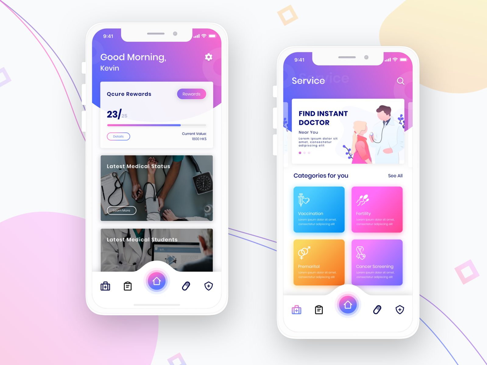 Download Qcure - Mobile App Mockup by Kevin on Dribbble