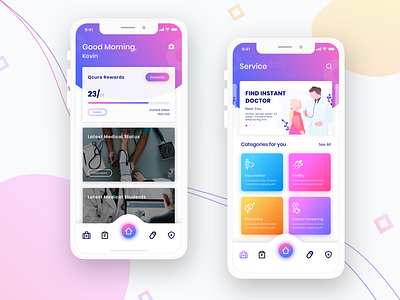 Qcure - Mobile App Mockup android app clean design gradient invitation invite invites ios minimal mobile app ui ux