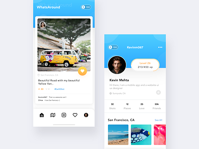 WhatsAround App android app clean dashboard design gradient invite invites ios mobile app profile social media ui ux