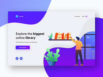 Bookee - Online Library Website download freebie homepage landing page sketch ui ux web web ui website