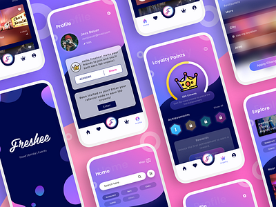 Freshee - App Mockup android app art design gradient illustration invite ios ui ux ux ui design