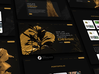 Creative black theme - Asensive asensive dark elementor flower gold graphic design portfolio site web design web site wordpress
