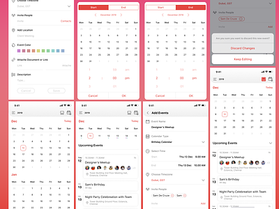 Calendar Event App Screens app design aravindakshan.g.j calendar calendar app calendar design dribbble figma illustrator ios app ui ui ux uidesign