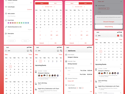Calendar Event App Screens