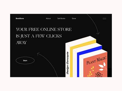 Bookstore colors design illustration interface typography ui vector web
