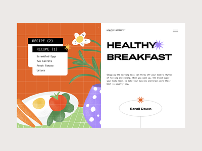 Healthy Recipes colors design illustration interface ui web