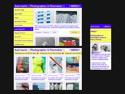 Axel Morin design interface photography portfolio ui web