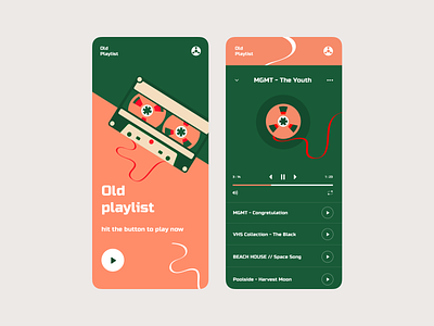 oldplaylist app design art colorful design illustration interface music app player ui