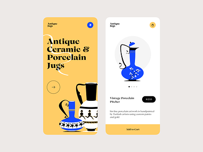 Antique Jugs app app design colors design illustration interface ui