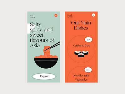 Food lovers app app design branding colors design illustration interface typography ui vector